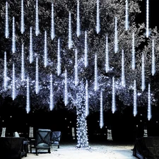 Dazzle Bright Christmas Lights Outdoor, 288LED Meteor Shower Rain Lights 12 Inch