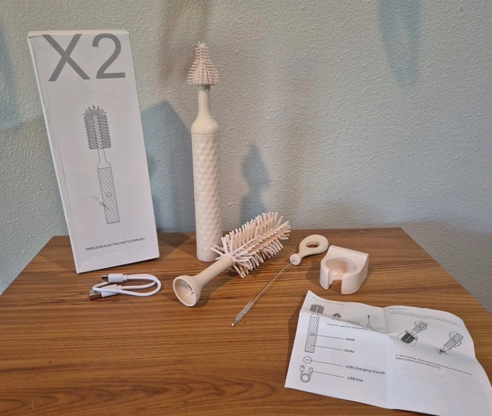 Cepillo para botellas eléctrico inalámbrico - IP65 impermeable, control de un botón, largo plazo Foto 2 de 4