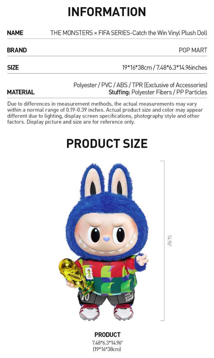 THE MONSTERS × FIFA SERIES Catch the Win Vinyl Plush Doll - US