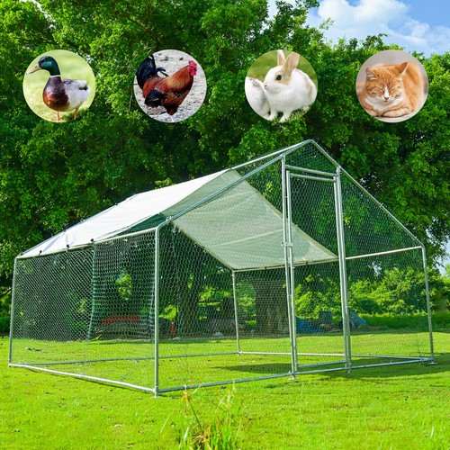 10 x 10ft Chicken Run Walk in Coop for Poultry Rabbit Hen Cage Pen Metal Door - Picture 2 of 14