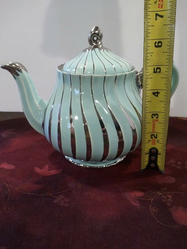 RARE Sadler Mint And Silver Swirled Teapot 2737 - Picture 11 of 12