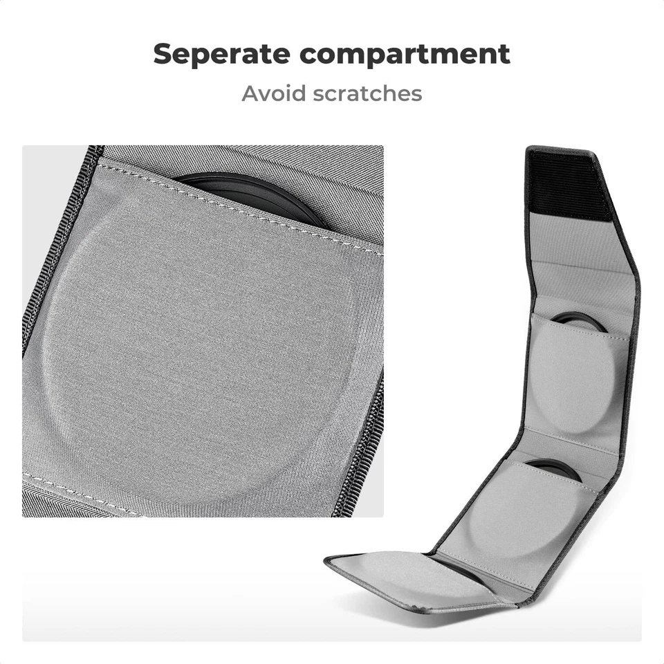 K&F Concept Lens Filter Case 4 Pocket Leather Carrying Filters Bag Pouch Square - Image 3 of 4