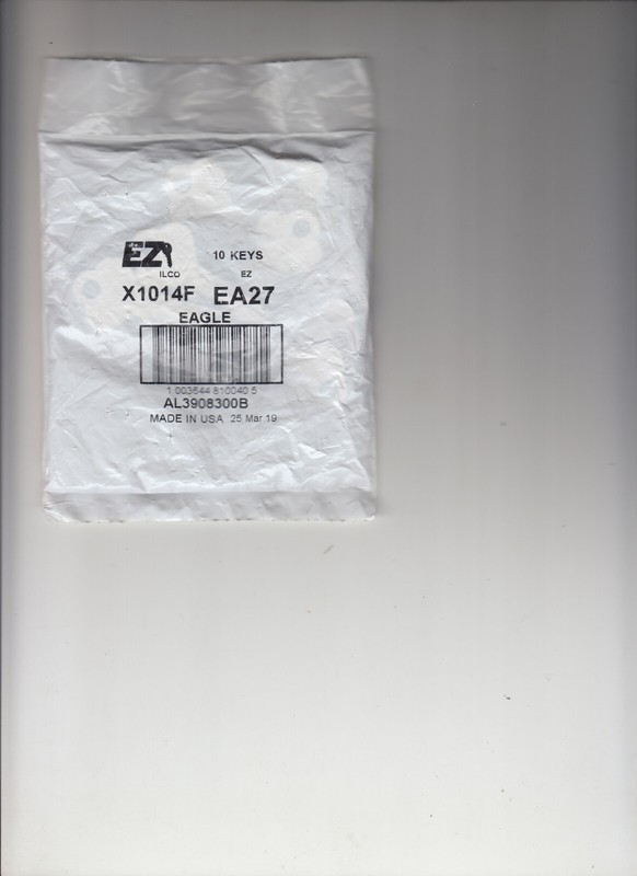 LOT 8 PACKAGES OF 10 EACH ILCO X1014F EA27 EAGLE NICKEL PLATED KEY BLANKS
