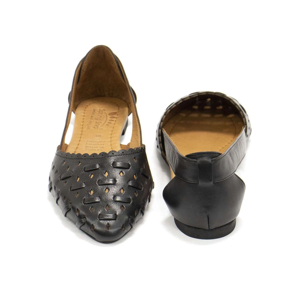 Women Spring Step Delorse Black Leather D'Orsay Flats US 9 EU 40 - Image 4 of 4