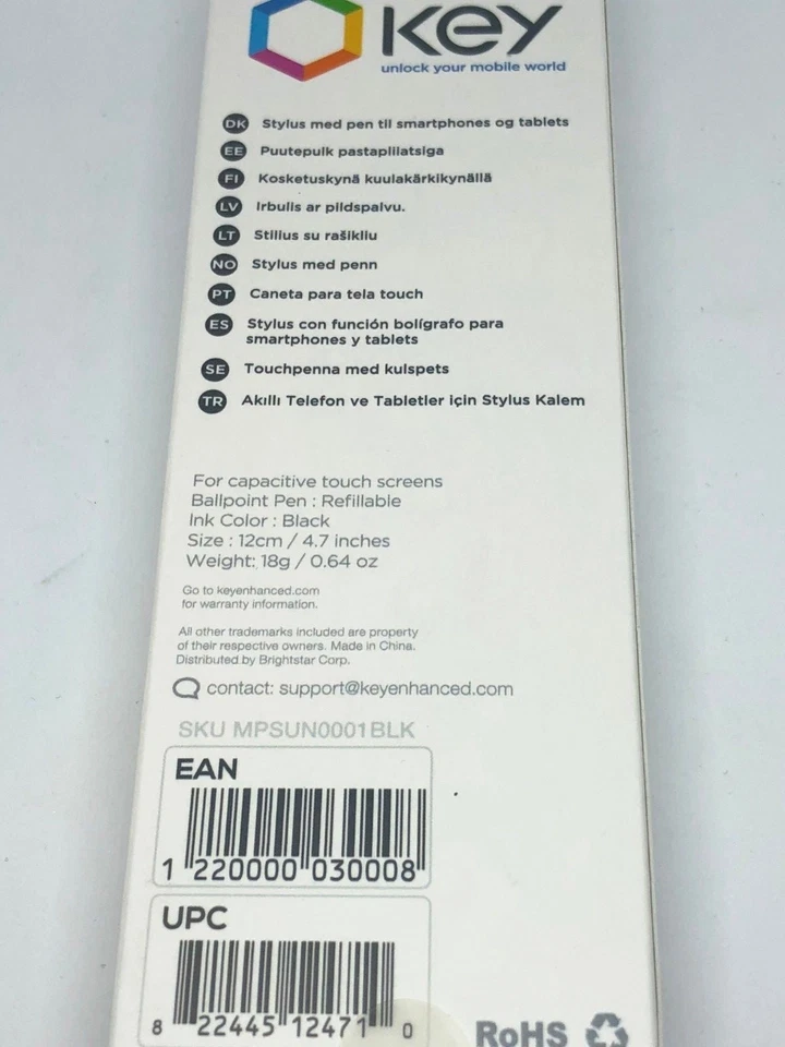 Key STYLUS con bolígrafo incorporado para teléfonos inteligentes y tabletas - negro/cromo Foto 4 de 4