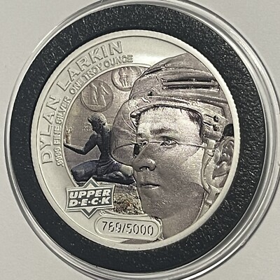 Dylan Larkin NHL Ice Hockey Colorized Coin 1 Troy Oz .9999 Fine