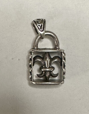 Sterling Silber 925 Fluer de lis Schloss Anhänger