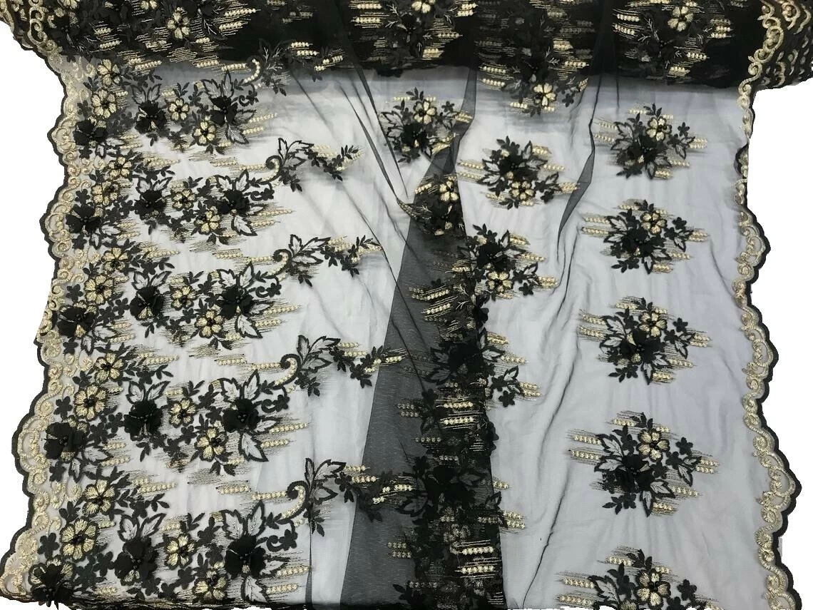 Chiffon Black Floral Craft Fabrics