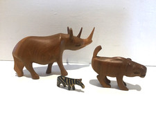 Vintage Wooden Rhino / Rhinoceros Zebra etc Figure / Ornaments
