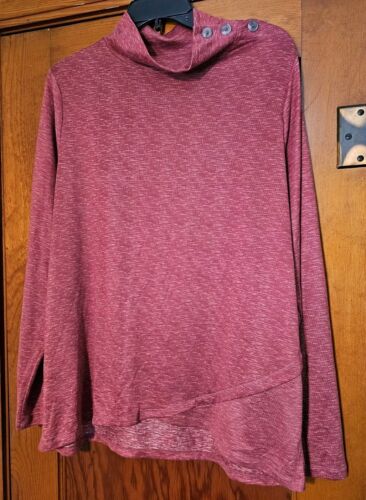 St Johns Bay Size XL Red Mock Neck Long Sleeve Shirt