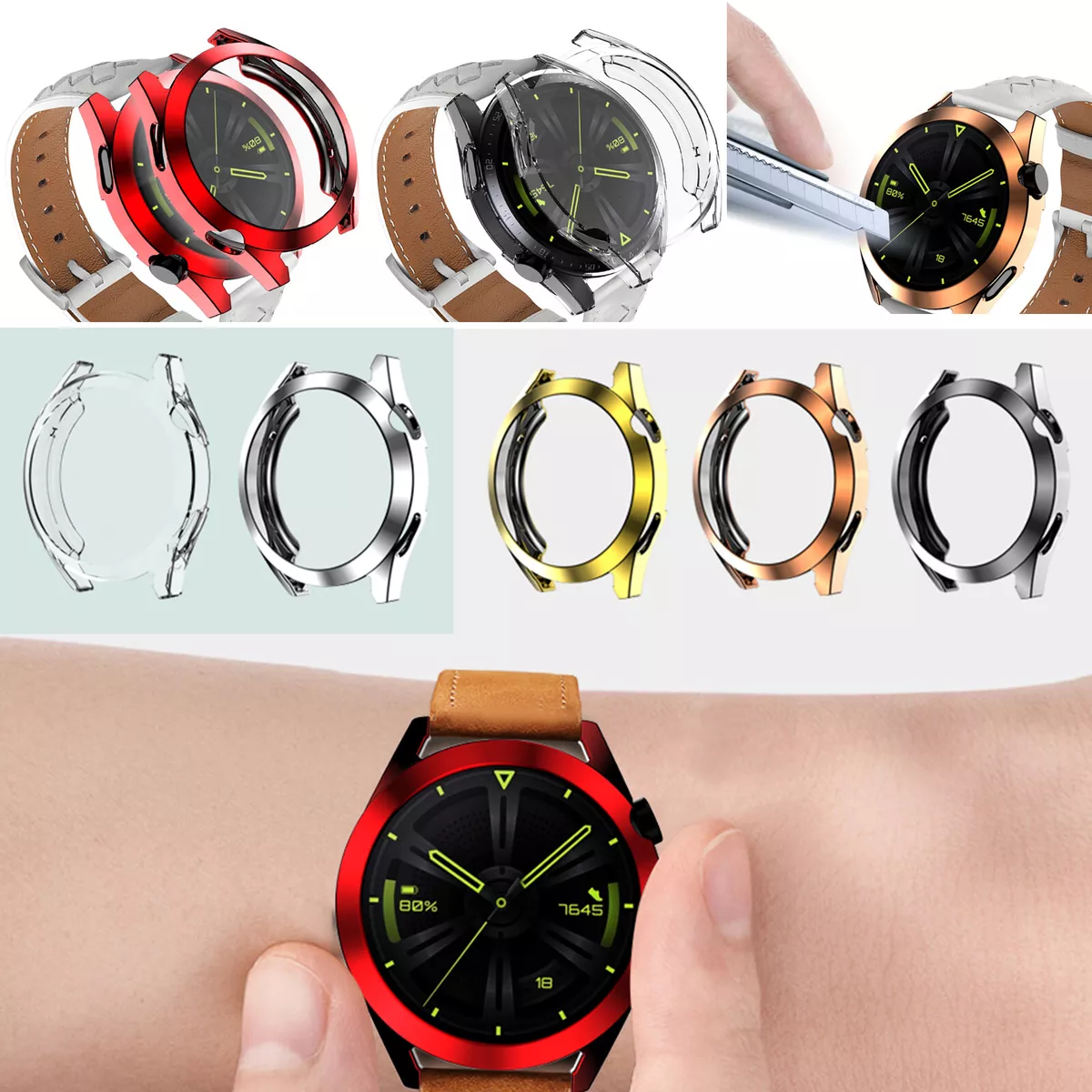For Huawei Watch GT3 46MM 42MM Screen Protector Cover TPU Plating Full Coverage