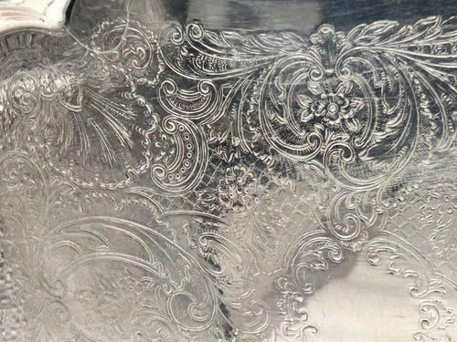 Vintage 14" Sheridan Ornate Silverplate Serving Tray - Picture 3 of 7