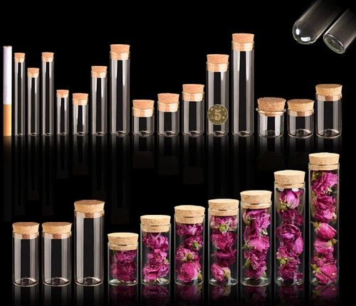 4~120ml Cork Stopper Glass Vial Jars Transparent Bung Test Tube Bottle Crafts