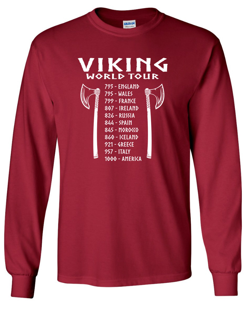 Viking World Tour LONG SLEEVE T-shirt - Norse Odin Ragnarok Valhalla Loki  Thor | eBay