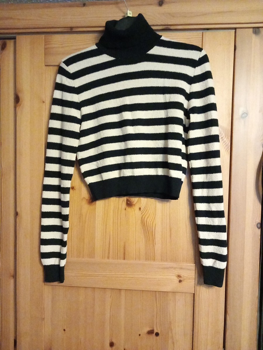 Zara Cream Black Stripe Roll Neck Jumper Size S BNWT UK
