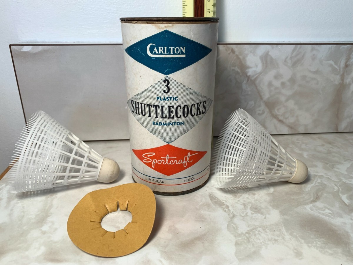 Vintage Carlton Sportcraft Indoor Badminton Shuttlecocks Can Made 