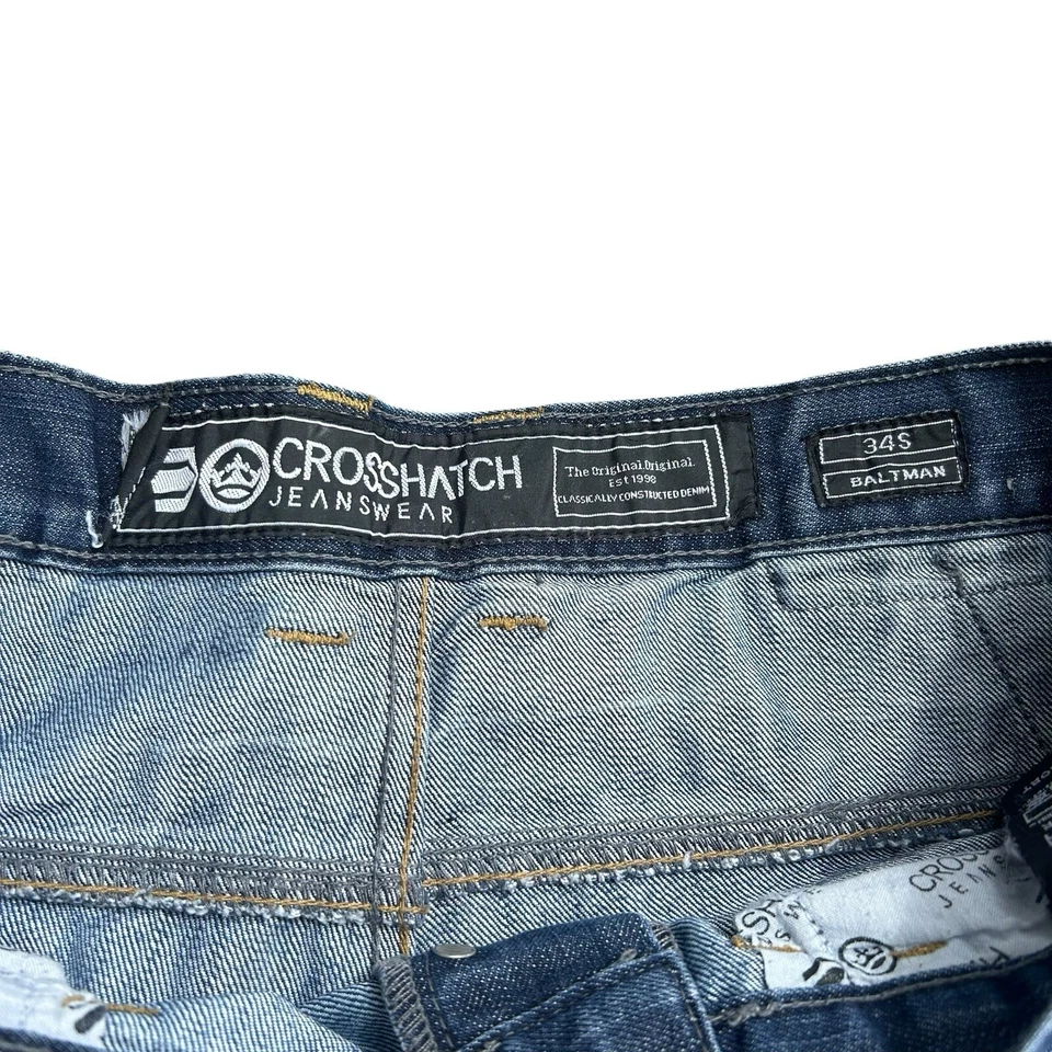 Y2K CROSSHATCH BALTMAN MEDIUM WASH DENIM BLUE JEANS MENS SIZE 34 - Image 3 of 4