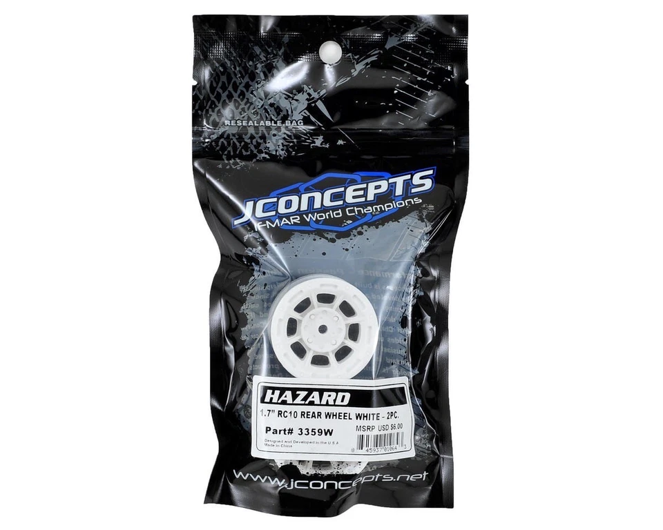 JConcepts Hazard 1.7 RC10 Felgen hinten weiß Original Achse JCO3359W  - Bild 3 von 3