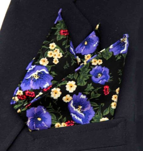 Gascoigne Hand Stitched Italian Cotton Pocket Square Multicolor Floral Men's - Picture 3 of 5