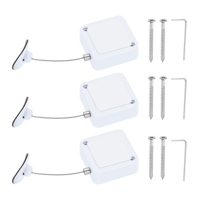 3Pcs 3.3ft Retractable Remote Control Tether Remote Cable Lock with Caps White