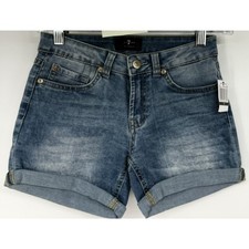 NWT 7 For All Mankind Jean Shorts Girls 10 Blue Desert Springs Denim Rolled Hem