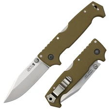Cold Steel SR1 Folding Knife OD Green 4 Inch Plain Satin Clip Point CS62L