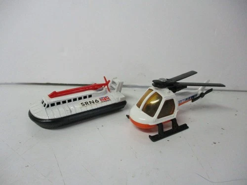 Matchbox Lesney Superfast SF72 Hovercraft- NO windows & SF75 Helicopter, loose