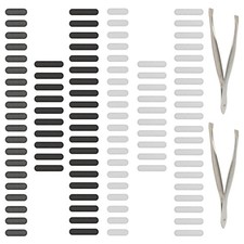 100 Pcs 0.87"/0.63"x0.2" Phone Dustproof Net Sticker Speaker Cover Black/Silver
