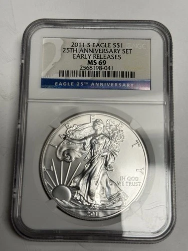 2011-S NGC MS69 Early Releases American Silver Eagle Dollar 25th Set U.S. 1 oz