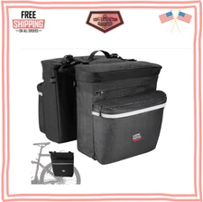 KEMIMOTO Bike Panniers–34L Waterproof Saddle Bag w Rain Cover & Reflective Strip