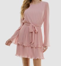 Vestido para mujer City Studios rosa claro plisado manga campana talla XXS