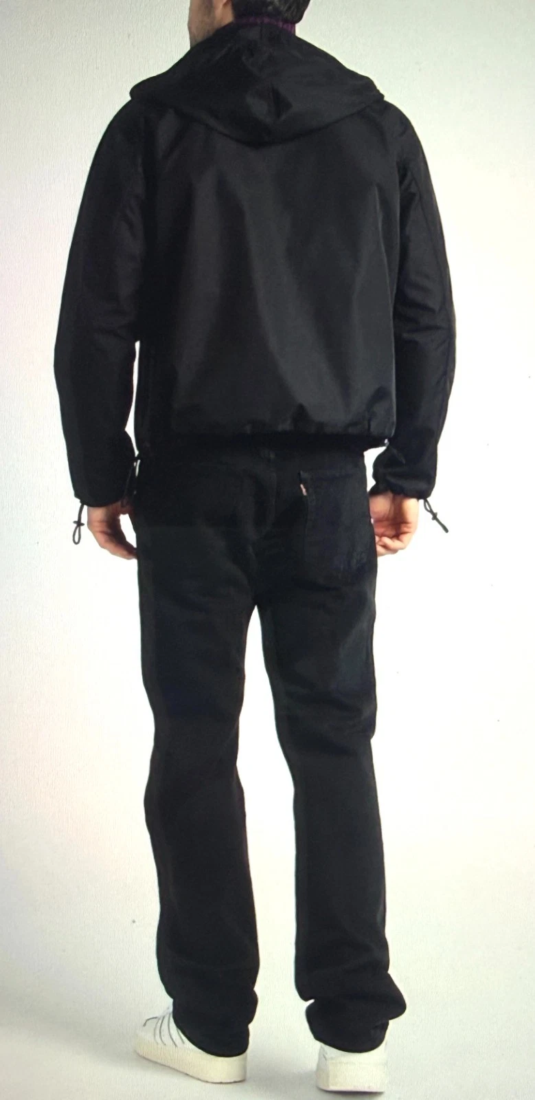 ANTI-DO-TO Unisex XL Black Hooded Rain Jacket  Made in Italy MSRP $250.00  #104 image 3
