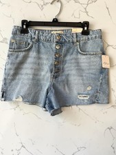 Free People We The Free Rio Denim Shorts Women s Size 28 Button Fly Distressed