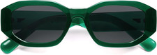 Trendy Polarized Hexagon Sunglasses for Women Men Retro 90S Rectangle Shades Vin