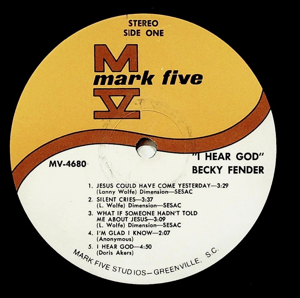 Becky Fender – I Hear God LP Record 1973 Mark Five Gospel 33⅓ RPM Foto 3 de 4