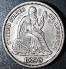 1890-S SEATED LIBERTY DIME