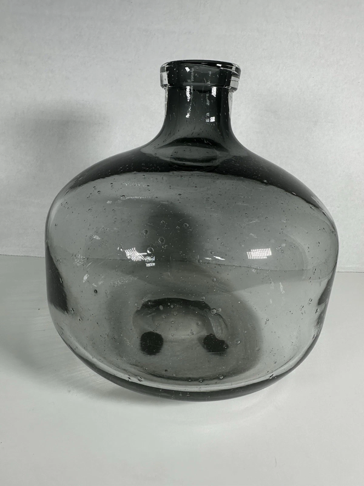 Smokey Gray Bubble Glass Vase - 8.9" X 9.1"
