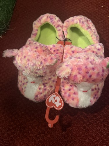 Auth TY Beanie Boos Sophie Kitty Cat Slippers Non Skid Plush Shoes Size XXL 5-6