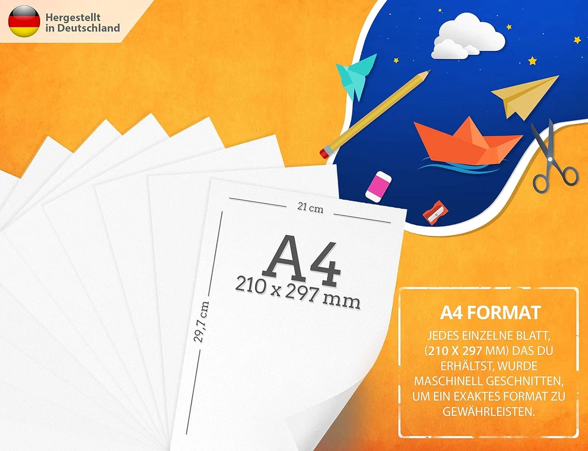 - Papier Blanc - 25 Feuilles A4 - 300 G/M² - Blanc Neige Clair - Mat - Idéal Pou