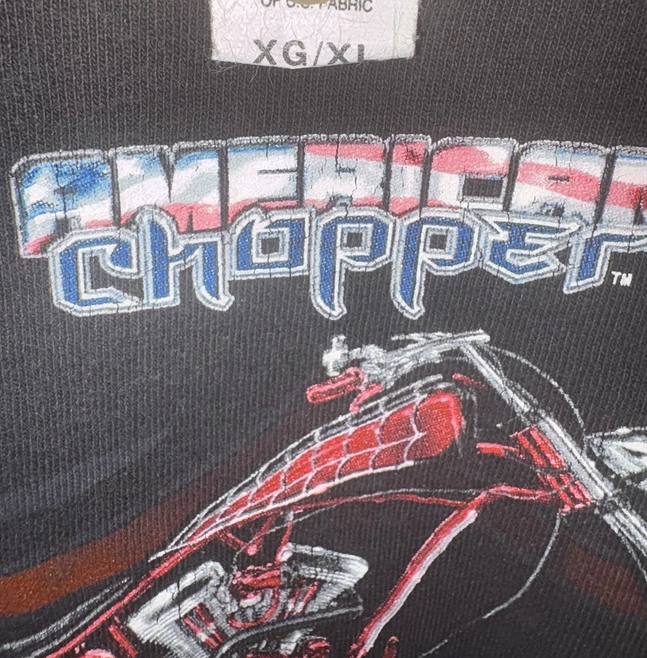 Vintage Y2K American Chopper T-shirt, with a red long-sleeve undershirt.Youth XL - Image 2 of 3
