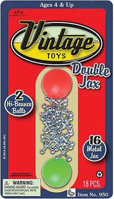 Vintage Metal Jacks Game Set/Two Bouncy Balls.(1 Pack) Mini Jax Toy. Classic Fam