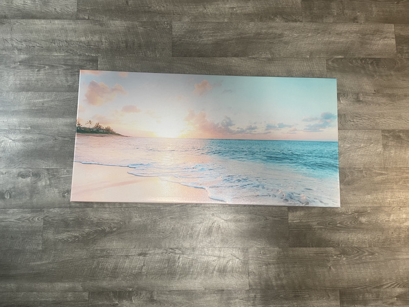 Sea Beach Landscape Painting Large Canvas Wall Art Picture 18 x 38 in