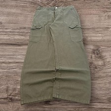 Y2K Baggy Wide Leg Khaki Green Chino Cargo Pants 32x30