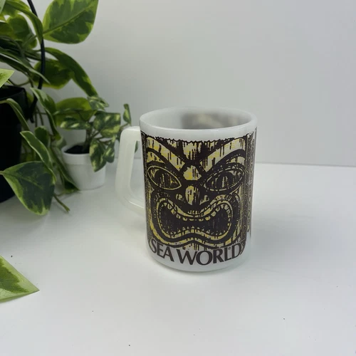 Tiki Mug Coffee Cup Federal Souvenir Vintage Milk Glass Sea World Tea Retro Prop