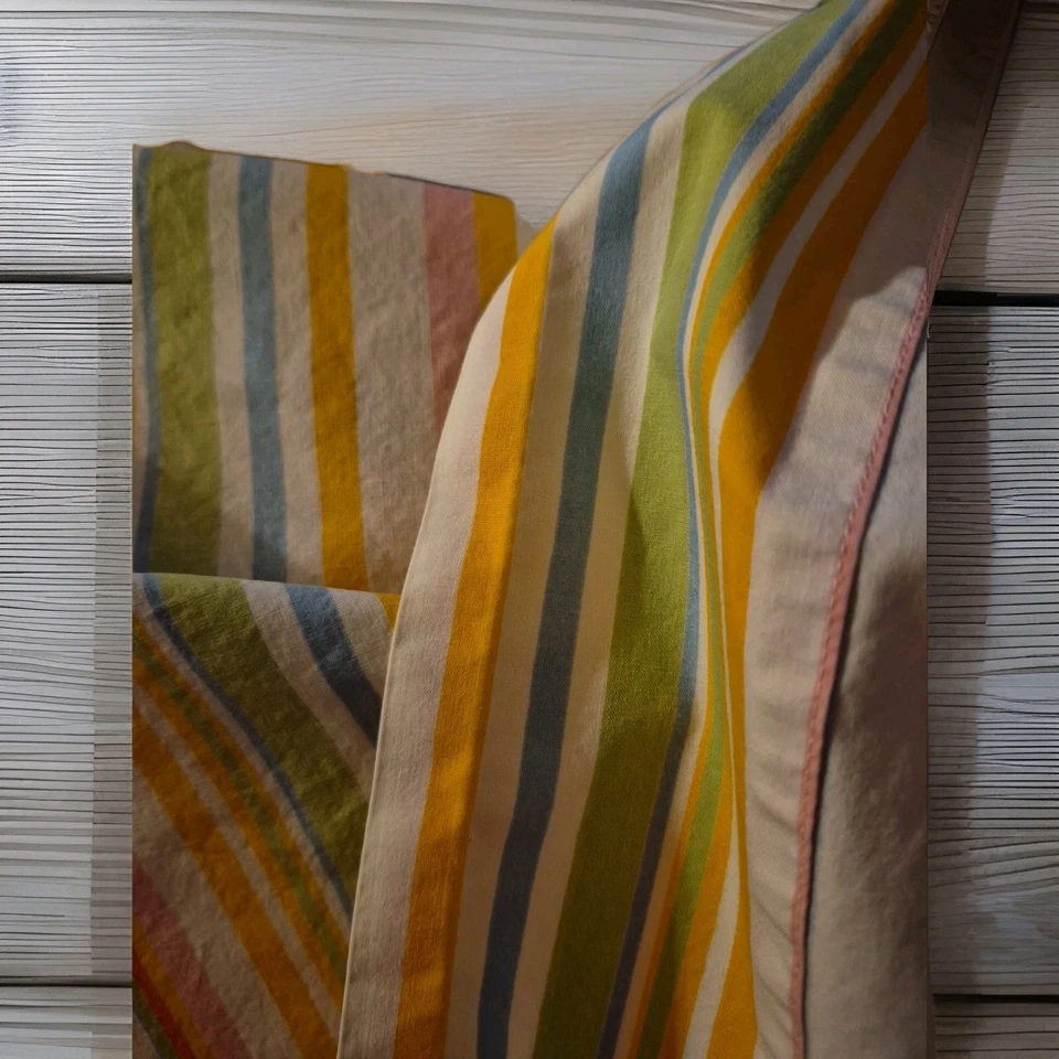 Pottery Barn PB 儿童条纹床单 4 件套扁平贴合 2 件枕套全尺寸  — 第 4/4 张图片