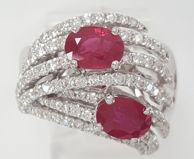 Burma Taube Blut Rubin & Diamant Ring 3,31 ct 18 Karat Weißgold