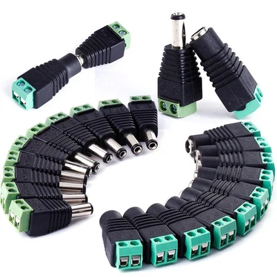 12V DC Power Connector Plug Male Female 5.5mm x 2.1mm CCTV LED Extension Cable - Image 1 of 4