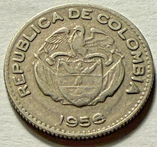NICE  1956 COLOMBIA 10 CENTAVOS COIN