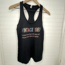 Vintage 1960 Knows More Than She Says Gift Racer Back Tank Top Black