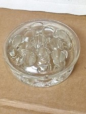 Solid 3.5  Clear Glass 11 Hole Flower Frog Floral Arranging Vintage